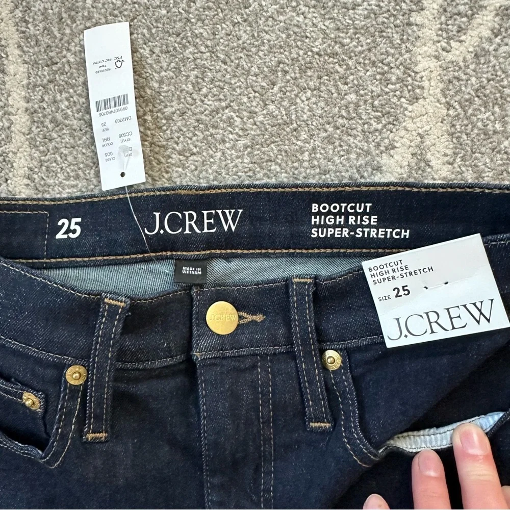 J. Crew Dark Wash High Rise Bootcut Super Stretch Jeans NWT - Picture 4 of 5
